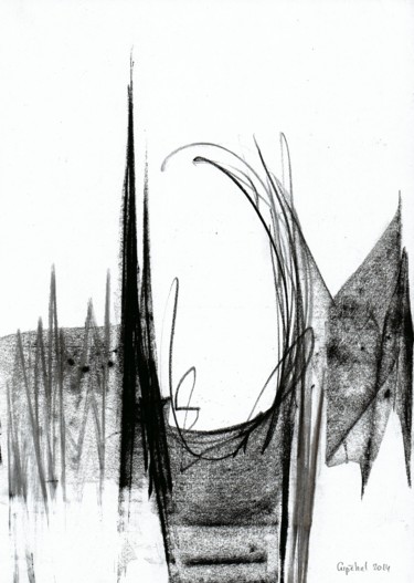 Disegno intitolato "Arpège-05" da Gipéhel, Opera d'arte originale, Carbone
