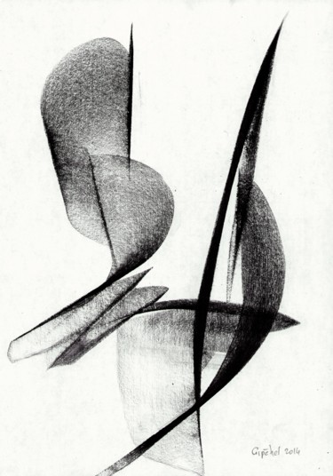 Zeichnungen mit dem Titel "Arpège-13" von Gipéhel, Original-Kunstwerk, Kohle
