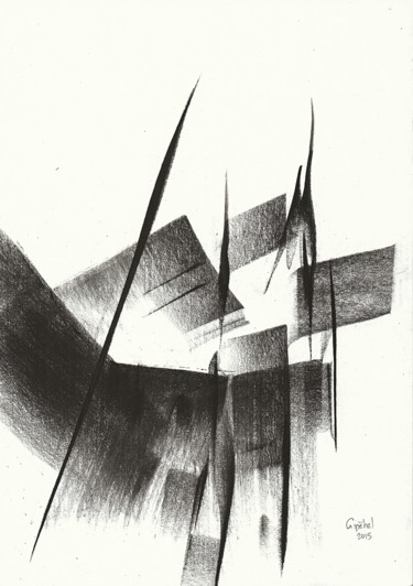 Drawing titled "Résonance-01" by Gipéhel, Original Artwork, Charcoal