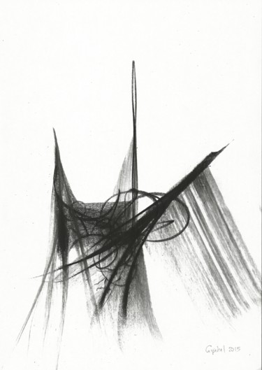 Drawing titled "Résonance-02" by Gipéhel, Original Artwork, Charcoal