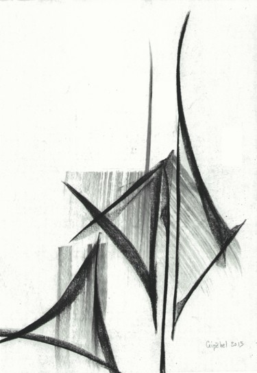 Drawing titled "Résonance-07" by Gipéhel, Original Artwork, Charcoal