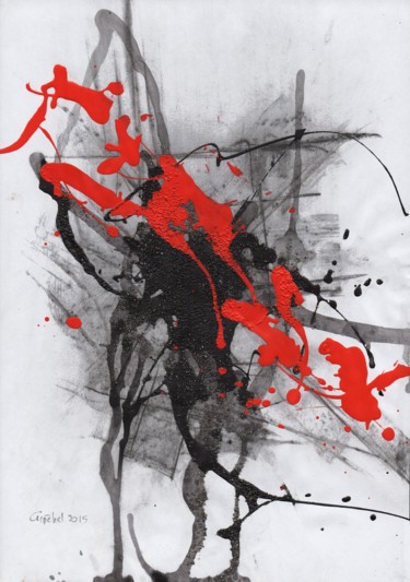 Peinture intitulée "Etude en rouge N°  2" par Gipéhel, Œuvre d'art originale