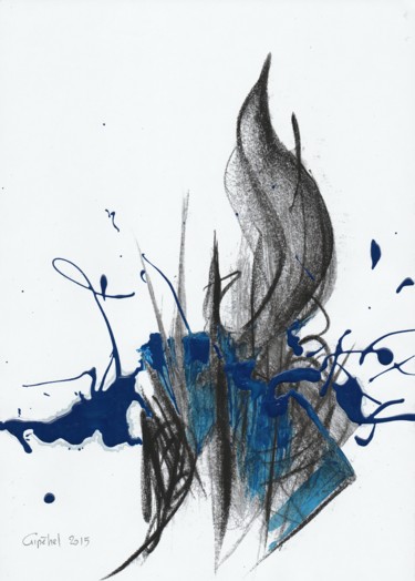 Dessin intitulée "Blue Note" par Gipéhel, Œuvre d'art originale, Fusain