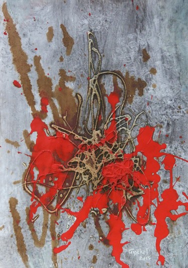 Pittura intitolato "Etude en Rouge N° 4" da Gipéhel, Opera d'arte originale, Acrilico