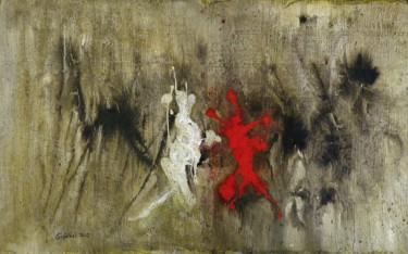Peinture intitulée "La Belle et la Bête" par Gipéhel, Œuvre d'art originale, Acrylique