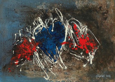 Pittura intitolato "Un Coeur en hiver" da Gipéhel, Opera d'arte originale, Acrilico