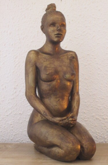 Sculpture intitulée "Nu à genou" par Jean-Paul Magne, Œuvre d'art originale, Terre cuite