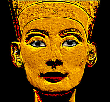 Arts numériques intitulée "nefertiti-masque-do…" par Jean-Paul Martin, Œuvre d'art originale, Photo montage