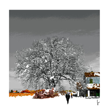 Arts numériques intitulée "Le chêne en hiver" par Jean Paul Pierozzi, Œuvre d'art originale, Peinture numérique