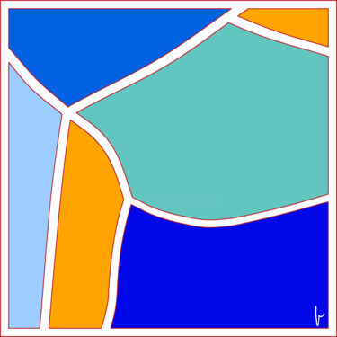 Digital Arts titled "Colorful Square" by Jean Paul Pierozzi, Original Artwork, Digital Painting