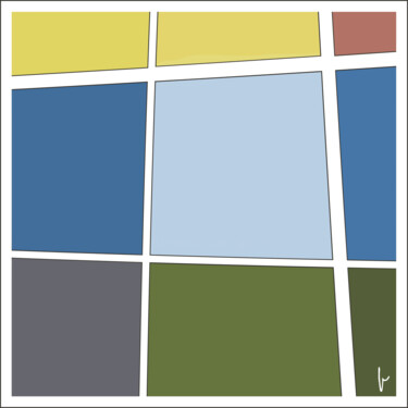 Digitale Kunst mit dem Titel "Colorful Square 2" von Jean Paul Pierozzi, Original-Kunstwerk, Digitale Malerei