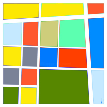 Arts numériques intitulée "Colorful Square 3 -…" par Jean Paul Pierozzi, Œuvre d'art originale, Peinture numérique