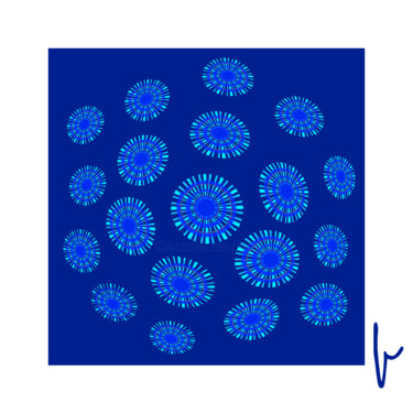 Arts numériques intitulée "Rosaces bleues" par Jean Paul Pierozzi, Œuvre d'art originale, Peinture numérique