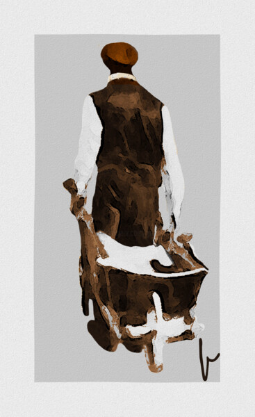 Arts numériques intitulée "Homme de peine à la…" par Jean Paul Pierozzi, Œuvre d'art originale, Peinture numérique