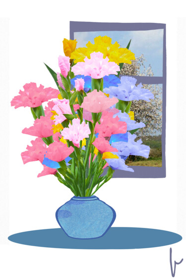 Digital Arts titled "Bouquet d'anniversa…" by Jean Paul Pierozzi, Original Artwork, Digital Painting