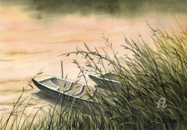 Peinture intitulée "Au bord de l' eau..." par Jean-Paul Ramon, Œuvre d'art originale, Aquarelle