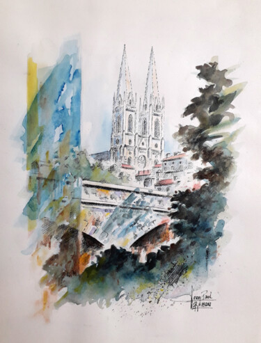 Painting titled "Niort/Colline St An…" by Jean-Paul Ramon, Original Artwork, Watercolor