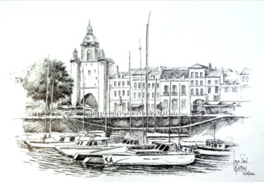 Zeichnungen mit dem Titel "Le Vieux Port de la…" von Jean-Paul Ramon, Original-Kunstwerk, Tinte