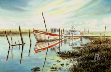 「Atmosphère maritime…」というタイトルの絵画 Jean-Paul Ramonによって, オリジナルのアートワーク, 水彩画
