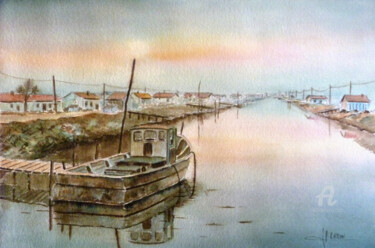 Malerei mit dem Titel "Atmosphère maritime…" von Jean-Paul Ramon, Original-Kunstwerk, Aquarell
