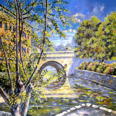 Du côté des vieux ponts Peinture intitulée "Du côté des vieux p…" par Jean-Paul Ramon, Œuvre d'art originale, Huile Monté sur Châssis