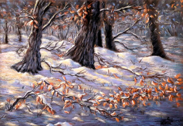 Painting titled "Neige précoce" by Jean-Paul Ramon, Original Artwork, Pastel