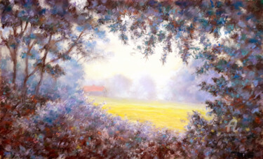 Peinture intitulée "Brume matinale" par Jean-Paul Ramon, Œuvre d'art originale, Pastel