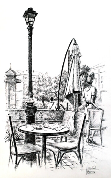Zeichnungen mit dem Titel "Du côté de chez Elsa" von Jean-Paul Ramon, Original-Kunstwerk, Tinte