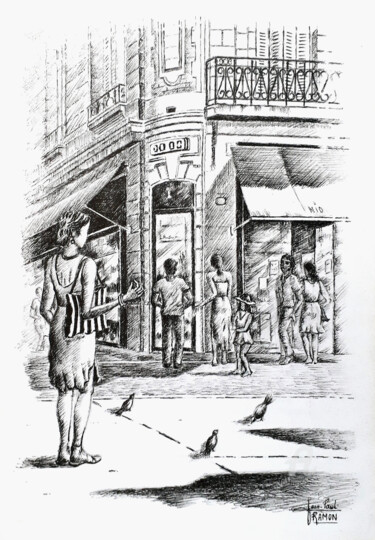 「Promenade hors du t…」というタイトルの絵画 Jean-Paul Ramonによって, オリジナルのアートワーク, インク