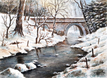 Painting titled "Matin d'hiver" by Jean-Paul Ramon, Original Artwork, Watercolor