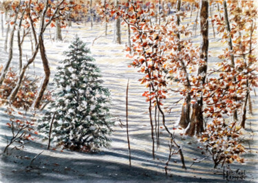 Peinture intitulée "Premières neiges" par Jean-Paul Ramon, Œuvre d'art originale, Aquarelle