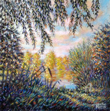 Malerei mit dem Titel "Promenade d' automne" von Jean-Paul Ramon, Original-Kunstwerk, Pastell