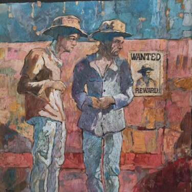Schilderij getiteld "WANTED" door Jean Paul Robert, Origineel Kunstwerk, Acryl Gemonteerd op Frame voor houten brancard