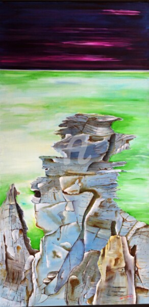 Peinture intitulée "la cote sauvage" par Jean Paul Tersin, Œuvre d'art originale, Huile