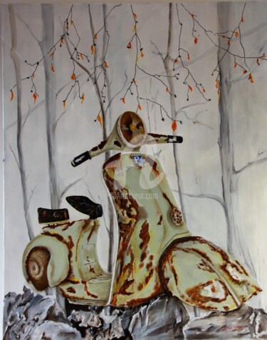 Картина под названием "Ma Vespa" - Jean Paul Tersin, Подлинное произведение искусства, Масло