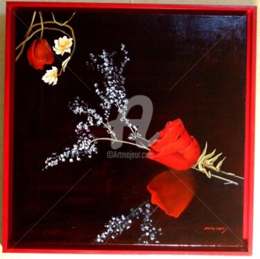 Peinture intitulée "la fin des roses" par Jean Paul Tersin, Œuvre d'art originale, Huile