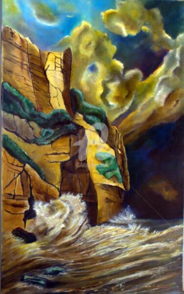 Картина под названием "Falaise de Caux (ac…" - Jean Paul Tersin, Подлинное произведение искусства