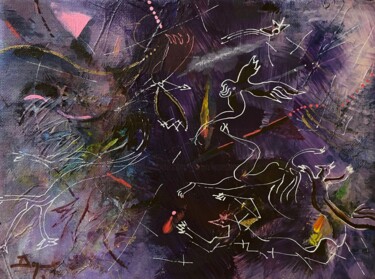 Pittura intitolato "Les étoiles Orageus…" da Jean-Philippe Degraeve, Opera d'arte originale, Acrilico