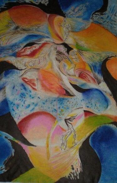 Dessin intitulée "Eros à genoux 1" par Jean-Philippe Degraeve, Œuvre d'art originale, Pastel