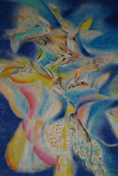 Drawing titled "Eros à genoux 2" by Jean-Philippe Degraeve, Original Artwork, Pastel