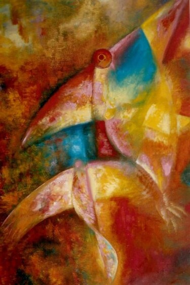 Pintura intitulada "Oiseaux en mouvemen…" por Jean-Philippe Degraeve, Obras de arte originais, Óleo