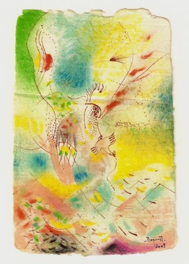 Zeichnungen mit dem Titel "Rêves d'oiseaux 7" von Jean-Philippe Degraeve, Original-Kunstwerk, Pastell