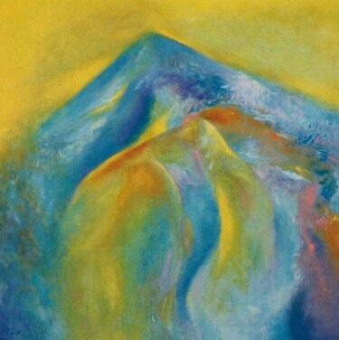 Peinture intitulée "La montagne bleue (…" par Jean-Philippe Degraeve, Œuvre d'art originale, Huile