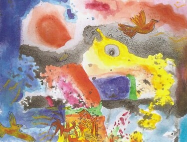 Dessin intitulée "Les oiseaux du drag…" par Jean-Philippe Degraeve, Œuvre d'art originale, Aquarelle