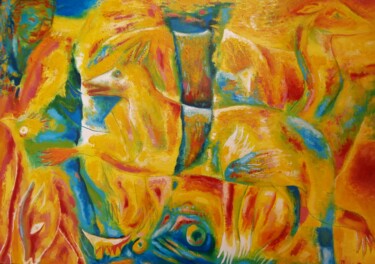 Peinture intitulée "Feux à Chenonceau" par Jean-Philippe Degraeve, Œuvre d'art originale, Huile