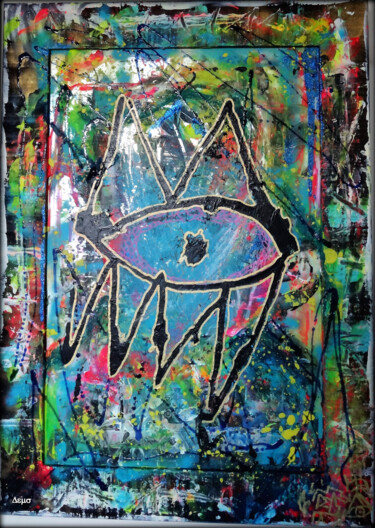 Painting titled "Artefak." by Jean Philippe Desmoulins, Original Artwork, Acrylic Mounted on Wood Panel