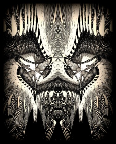 Digitale Kunst getiteld "Wolf" door Jean Philippe Desmoulins, Origineel Kunstwerk, Balpen