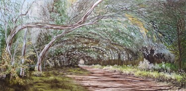 Painting titled "Arche d'arbres entr…" by Jean-Philippe Guffroy, Original Artwork, Oil