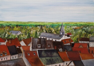 Painting titled "La ville basse - Mo…" by Jean-Philippe Guffroy, Original Artwork, Oil