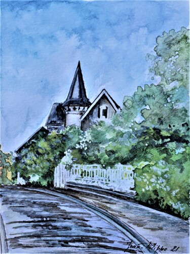 Painting titled "Villa Crotelloise" by Jean-Philippe Guffroy, Original Artwork, Watercolor
